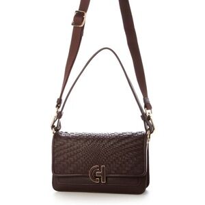 Woven Flap Crossbody Bag in Dark wine